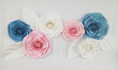 Decor In The Box 5 Piece Handmade Paper Flower Set Fully Assembled -Blue