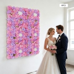 6 Pcs Artificial Floral Panels, Flower Wall Panels For Weddings, Birthdays