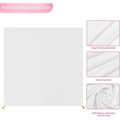 Square Wedding Arch Cover White 6.6 Ft. X 6.6 Ft. Stretch Spandex Backdrop for P