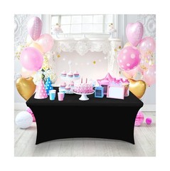 Utopia Kitchen Spandex Tablecloth 2 Pack [6FT, Black] Tight, Fitted, Washable…