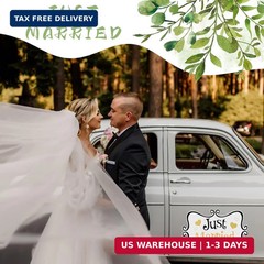 2 Pack Just Married Car Decals, Large Wedding Vehicle Door Signs, Waterproof