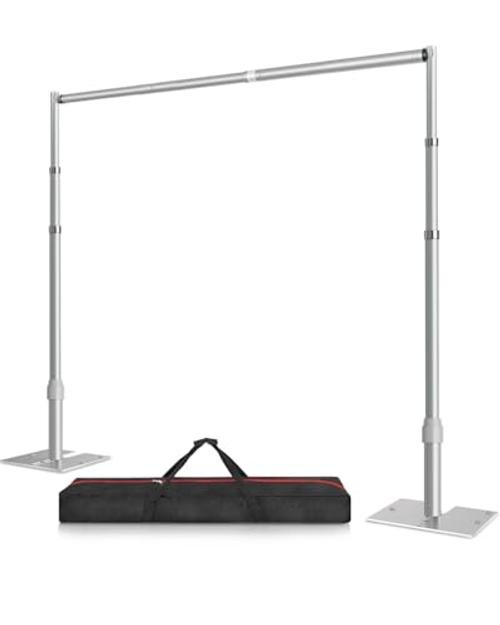 10×10 Pipe and Drape Stand Kit, Heavy Duty Backdrop Stand 10ftx10ft Silver