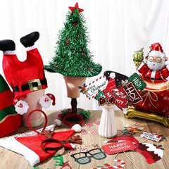 64 Pcs Photo Booth Props Set – Christmas Party Decorations, Hats, Headbands, …