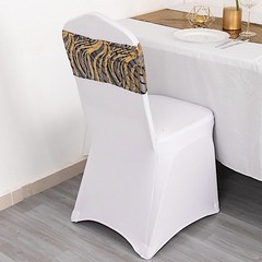 5 BLACK GOLD Mesh Embroidered Sequins CHAIR SASHES Party Events Decorations