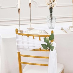 White Chair Sashes Wedding Aisle Decorations: 24 Packs 8ft Long Draping Fabric