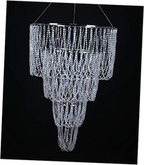 4 Tiers Large Wedding Chandelier, Faux Crystal Iridescent Beaded 24″W x 36″H