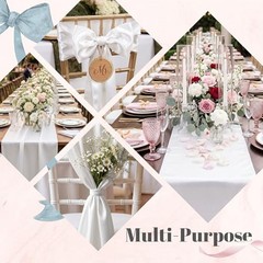 Pack Satin Table Runners 12 x 108 Inch, Heavy-Duty Polyester Table 4 White