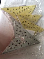 4 Pack 26″ Paper 5Pt Star Lantern Hanging Decoration Prismatic Silver & Yellow