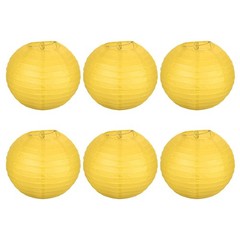 6pcs 10 Inch Folding Hanging Paper Lanterns Medium Lampshade Yellow
