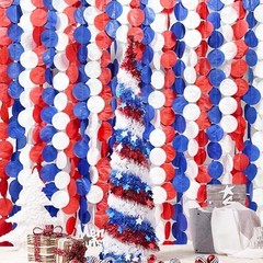 192Ft Royal Blue Red White Party Decorations Big Circle Dots Red Blue White