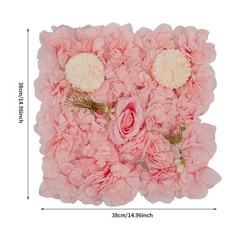 6pcs Artificial Flower Walls Pink Dahlia Rose Panels for Wedding Décor 15*15in