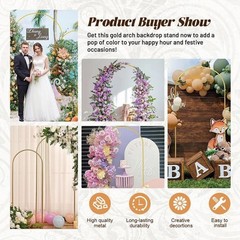 Arch Backdrop Stand Golden for Birthday Party Graduation Ceremony Decoration US