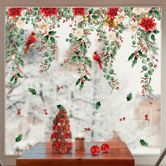 9 Sheets Christmas Floral Window Cling Stickers Hanging Poinsettia Flowers Eucal