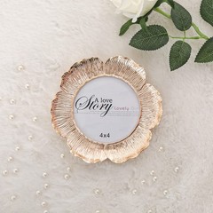 SWTHONY Round Floral Rose Gold Picture Frame, 4×4 Circular Flower Shaped Phot…