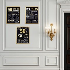 50th Birthday Gifts for Men 1975 Birthday Decorations 3 Pieces 11 x 14 Back i…
