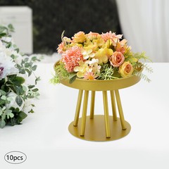 10Pcs Circular Flower Stands 5.91inch Tall Gold Flower Stand for Wedding Decor