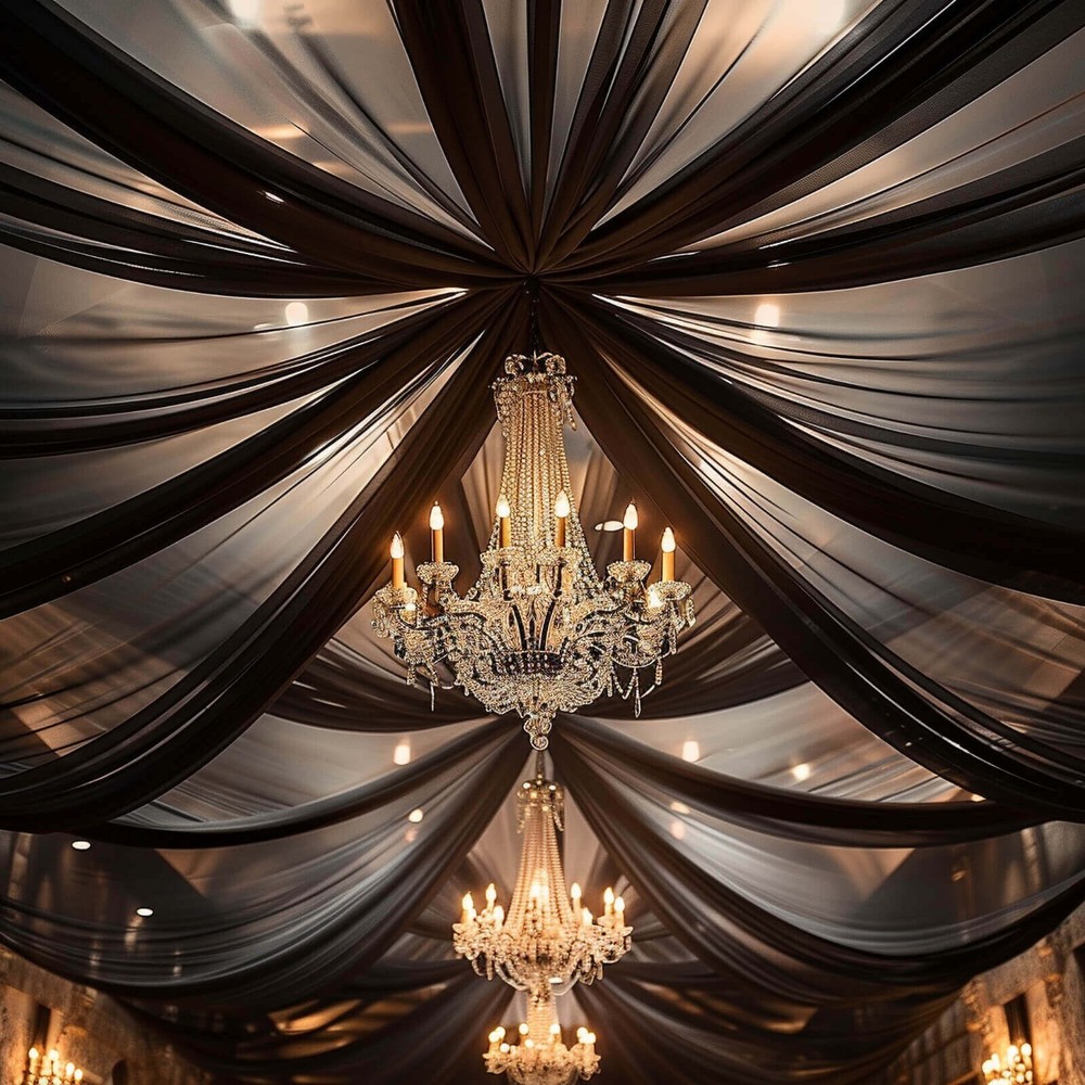 5ft x 32ft BLACK Premium Chiffon Sheer Backdrop CURTAIN PANEL Drape Party Events