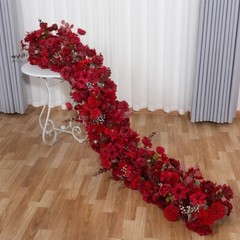 Artificial Rose Strip Table Runner Flower Row Arrangement Wedding Backdrop Wall