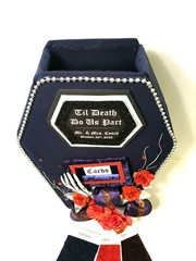 Halloween Wedding card box,coffin,orange,gothic,fabric,custom,personalized,navy