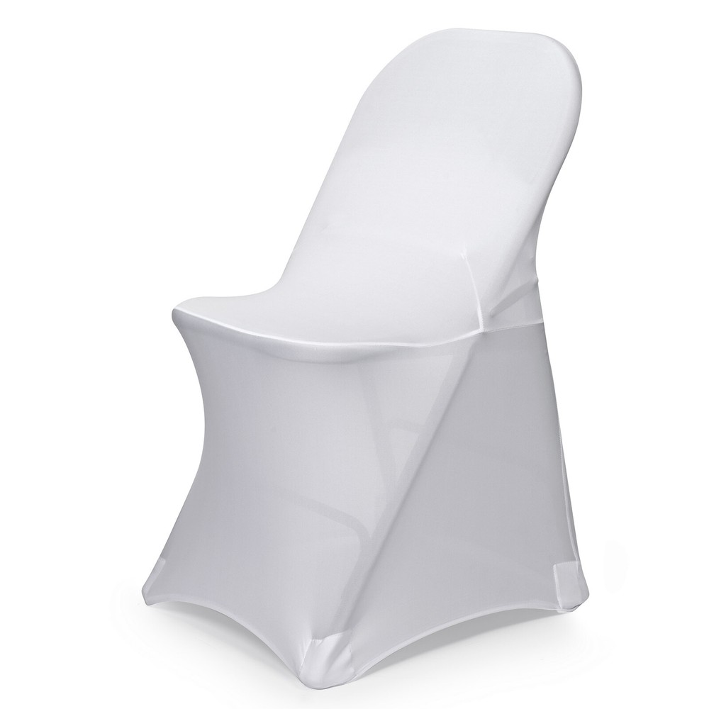 50pc Spandex Folding Chair Cover Banquet Fitted Slipcover – White