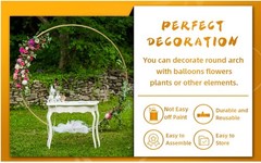 Round Backdrop Stand Circle Arch, 6.5ft Golden Aluminum Balloon Arch Kit, Party