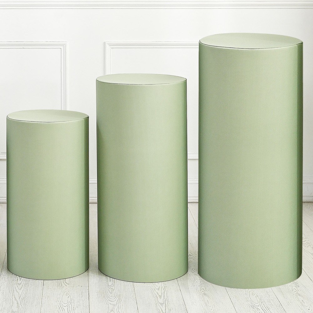 Set of 3 Cylinder Spandex Stand Covers, Light Green, Elastic Fabric-Large