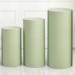 Set of 3 Cylinder Spandex Stand Covers, Light Green, Elastic Fabric-Large