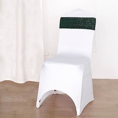 10 Hunter Green Spandex Sequined CHAIR SASHES Ties Wraps Wedding Decorations