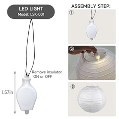12pcs White Paper Lanterns with LED Lights Assorted Sizes Hanging Party Decor