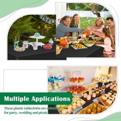 Black 14 Pack 54 x 108 Inch Plastic Tablecloths, Disposable Rectangle Tablecl…