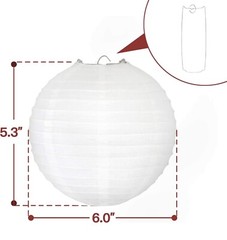 (10)pcs 6” White Paper Lanterns round hanging Chinese/Japanese