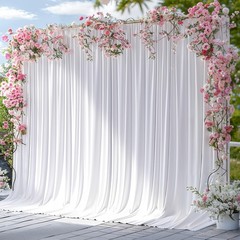 White Backdrop Curtain 10x10ft – Wrinkle Free Polyester Photo Curtain Backdro…