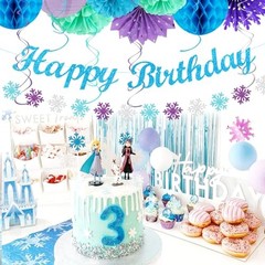 Winter-Wonderland Christmas-Snowflake Frozen Birthday Party Blue Purple Teal