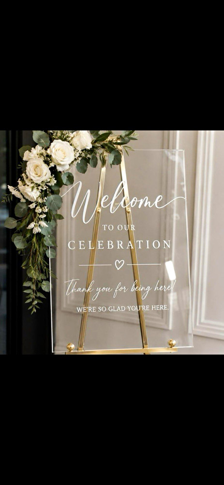 Clear Acrylic Wedding Welcome Sign Customizable
