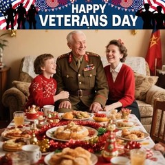 Happy Veterans Day Banner 120 x 20 inch Independence Day Memorial Day Backdrop