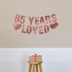 Pre-Strung 85th Birthday Banner – Rose Gold Glitter, Happy 85th Birthday Part…