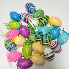 24 Count 6cm Vibrant Plastic Easter Eggs for Hanging For Party Decorations