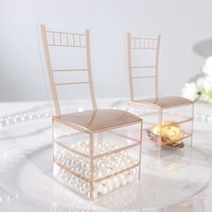 25 Clear Gold Plastic Favor Boxes Chair Shaped Party Gift Holders Party Events