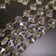 50M 14mm Octagonal Acrylic Crystal Beads Chain Strand Garland Wedding Hanging