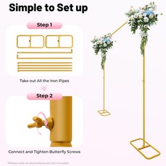 Metal Wedding Arch Frame Gold Iron Garden Party Stand Backdrop Flower Display