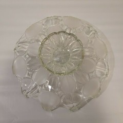 Pedestal Footed Cake Plate Stand Floral Crown Beautiful Base Glass
