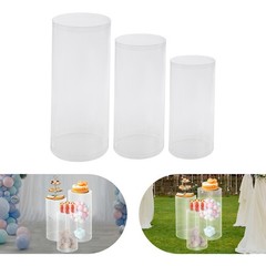 3Pcs Clear Round Cylinder Pedestal Stand For Wedding Party Display Stand Decor