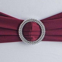 10 Burgundy Spandex CHAIR SASHES with Silver Round Buckles Wedding Decorations