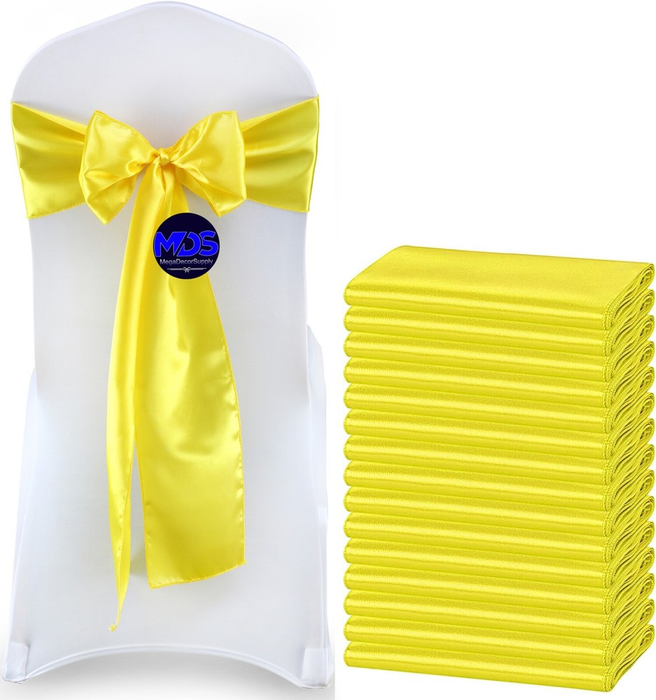 100 Yellow Satin Chair Sashes Silky Sateen Chair Bows wedding party Event décor