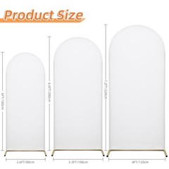 Set of 3 Arch Covers, Arch Backdrop Stand Fitted 7.2FT + 6.6FT + 6FT White