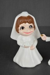 Atlantic Mold Vintage 9” Bride and Groom Blue Eyes/Brown Eyes Ceramic Figures