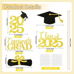 Graduation Decorations 2025, 20Pcs Graduation Centerpieces for Tables, Black …