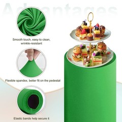 Set of 5 Cylinder Spandex Stand Covers, Green, Elastic Fabric