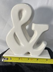 White Ceramic 6” And & Ampersand Freestanding Sign Novelty Wedding Prop