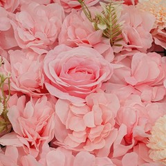 6pcs Artificial Flower Walls Pink Dahlia Rose Panels for Wedding Décor 15*15in